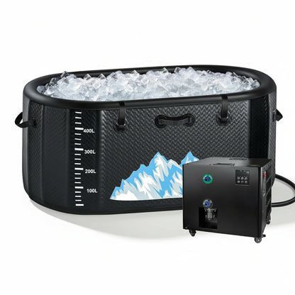 Cold Plunge Tub, 248 Gallon, 1 Horsepower, Heavy-Duty Ice Bath Tub for Athletes with Hot & Cold, Portable Inflatable Plunge Chiller with Water Treatment Kit, Immersion Therapy, Wifi (Black, 1 Set)